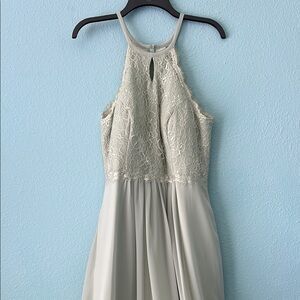 Elegant Lace Halter Dress Azazie Brand Dusty Sage Women’s Size 10
